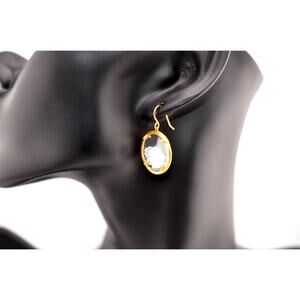 Catherine Weitzman 18K Gold Vermeil White Crystal Dangle Earrings